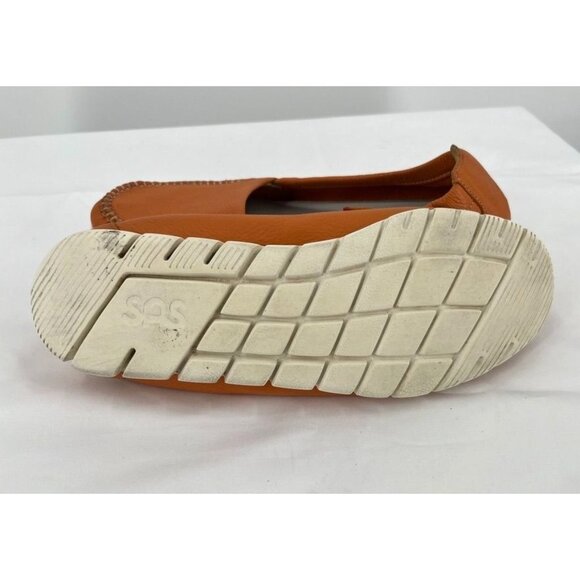 SAS Sunny Slip on Loafer Orange Leather Comfort Shoe Womens Sz 8.5 M Flat Mocca - Picture 12 of 12